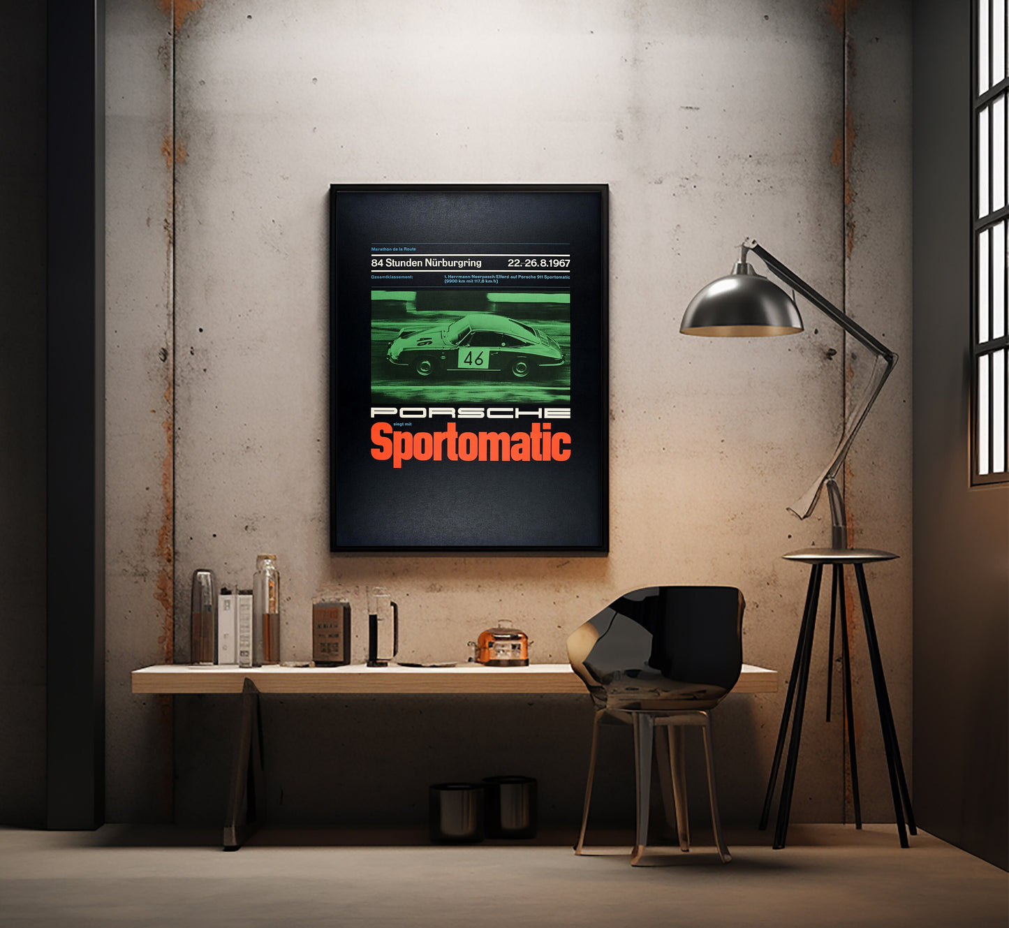 Porsche Poster | Sportomatic 1967 84 Hours Nurburgring Racing Poster | Vintage Car Poster | Advertising Poster | Large Wall Art