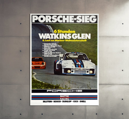 Porsche Martini Racing Advertising Poster | Vintage Porsche 935 Watkins Glen Racing Poster | Vintage Car Poster | Large Wall Art