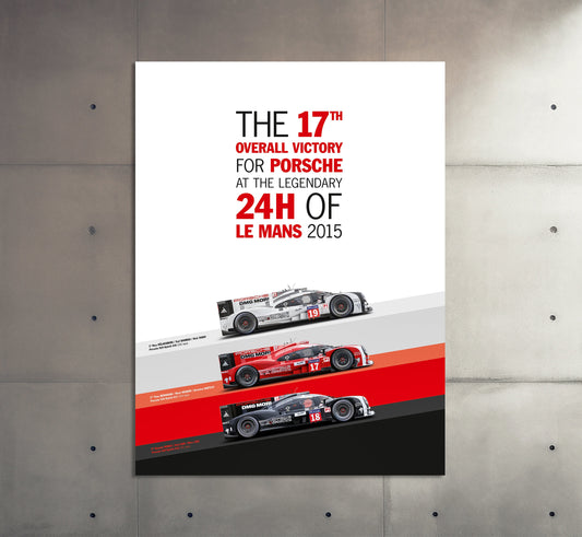 Porsche Poster | 24 Hours of Le Mans The 17th Overall Victory for Porsche | Sports Car Poster | Motorsport Advertising | Wall Art Print