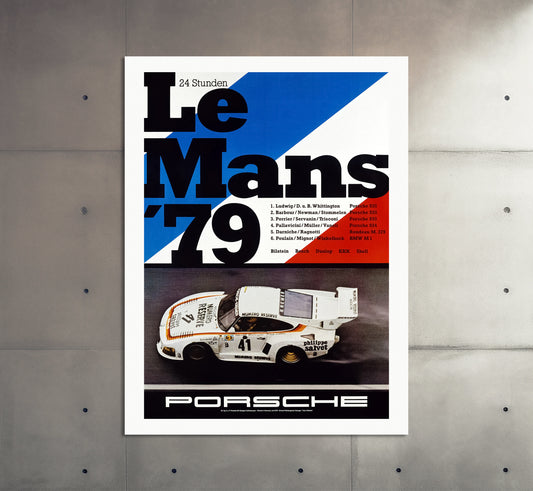 Porsche Poster | Vintage Porsche Le Mans 1979 Racing Poster | Classic Sports Car Advertising | Motorsports Wall Art Print