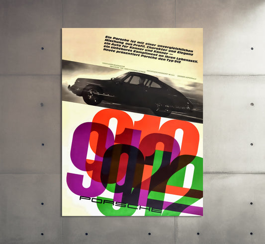 Porsche Poster | Vintage Porsche 912 Poster 1965 Racing Poster | Vintage Car Poster | Advertising Poster | Large Wall Art