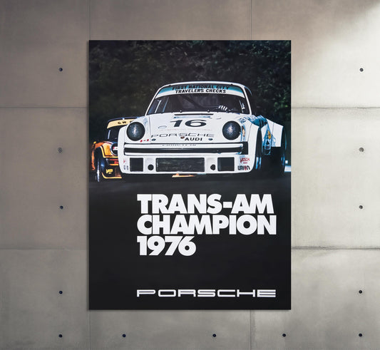 Porsche Poster | Vintage Porsche Trans-Am Champion 1976 Racing Poster | Classic Car Poster | Porsche Print | Motorsport Wall Art Print